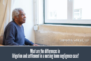 What are the differences in litigation and settlement in a nursing home negligence case? 